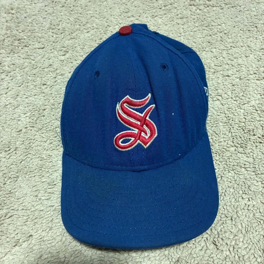 New Era Vintage Cadets Baseball Cap Blue and Tan hat